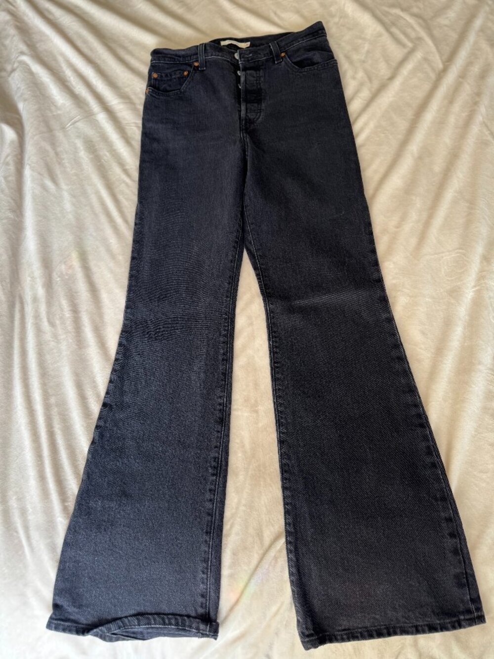 Levi’s Ribcage Boot Washed Black High Rise Button Fly Jeans Size 29